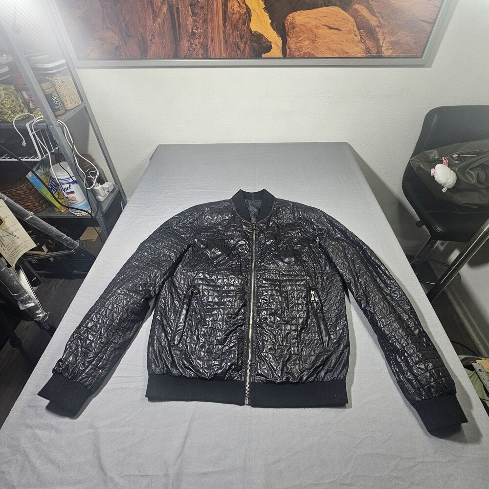 Rare Archival Vintage 1990s Emporio Armani Ittierre Textured Bomber Jacket S L